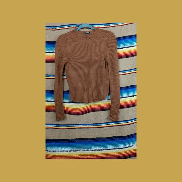 AMERICAN APPAREL / LOS ANGELES APPAREL MOCK NECK fisherman SWEATER size XS rust - Picture 1 of 3